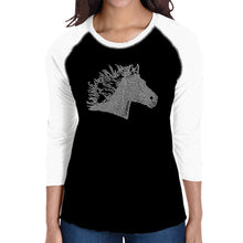 Load image into Gallery viewer, Horse Mane - Women&#39;s Raglan Baseball Word Art T-Shirt