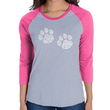 Load image into Gallery viewer, Meow Cat Prints - Women&#39;s Raglan Baseball Word Art T-Shirt