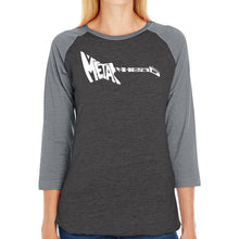 Load image into Gallery viewer, Metal Head - Women&#39;s Raglan Baseball Word Art T-Shirt