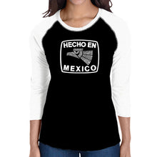 Load image into Gallery viewer, HECHO EN MEXICO - Women&#39;s Raglan Baseball Word Art T-Shirt