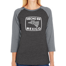 Load image into Gallery viewer, HECHO EN MEXICO - Women&#39;s Raglan Baseball Word Art T-Shirt