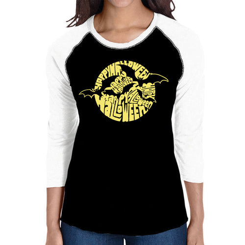 Halloween Bats  - Women's Raglan Word Art T-Shirt