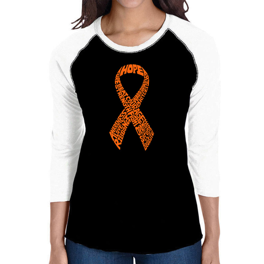 Ms Ribbon - Women's Raglan Baseball Word Art T-Shirt