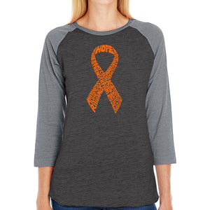 Ms Ribbon - Women's Raglan Baseball Word Art T-Shirt