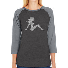 Load image into Gallery viewer, MUDFLAP GIRL - Women&#39;s Raglan Baseball Word Art T-Shirt