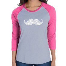 Load image into Gallery viewer, WAYS TO STYLE A MOUSTACHE - Women&#39;s Raglan Baseball Word Art T-Shirt