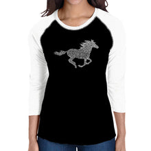 Load image into Gallery viewer, Horse Breeds - Women&#39;s Raglan Baseball Word Art T-Shirt