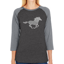 Load image into Gallery viewer, Horse Breeds - Women&#39;s Raglan Baseball Word Art T-Shirt