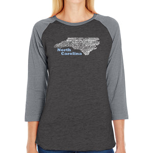 North Carolina - Women's Raglan Baseball Word Art T-Shirt