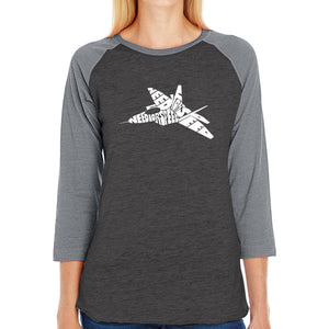 FIGHTER JET NEED FOR SPEED - Women's Raglan Baseball Word Art T-Shirt