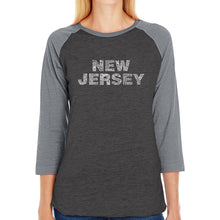 Load image into Gallery viewer, NEW JERSEY NEIGHBORHOODS - Women&#39;s Raglan Baseball Word Art T-Shirt