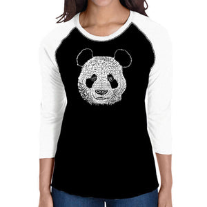 Panda - Women's Raglan Baseball Word Art T-Shirt