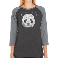 Load image into Gallery viewer, Panda - Women&#39;s Raglan Baseball Word Art T-Shirt