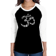 Load image into Gallery viewer, THE OM SYMBOL OUT OF YOGA POSES - Women&#39;s Raglan Baseball Word Art T-Shirt