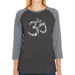 THE OM SYMBOL OUT OF YOGA POSES - Women's Raglan Baseball Word Art T-Shirt