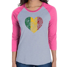 Load image into Gallery viewer, One Love Heart - Women&#39;s Raglan Baseball Word Art T-Shirt