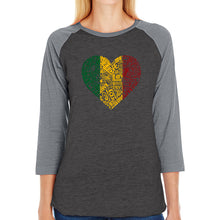 Load image into Gallery viewer, One Love Heart - Women&#39;s Raglan Baseball Word Art T-Shirt