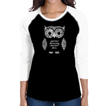 Load image into Gallery viewer, Owl - Women&#39;s Raglan Baseball Word Art T-Shirt