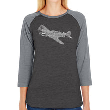 Load image into Gallery viewer, P40 - Women&#39;s Raglan Baseball Word Art T-Shirt