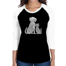 Load image into Gallery viewer, Dogs and Cats  - Women&#39;s Raglan Baseball Word Art T-Shirt