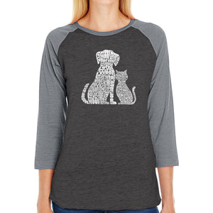 Dogs and Cats  - Women's Raglan Baseball Word Art T-Shirt