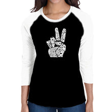 Load image into Gallery viewer, PEACE FINGERS - Women&#39;s Raglan Baseball Word Art T-Shirt