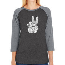 Load image into Gallery viewer, PEACE FINGERS - Women&#39;s Raglan Baseball Word Art T-Shirt