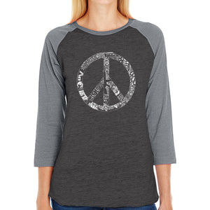 PEACE, LOVE, & MUSIC - Women's Raglan Baseball Word Art T-Shirt