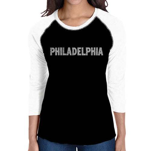 PHILADELPHIA NEIGHBORHOODS - Women's Raglan Baseball Word Art T-Shirt