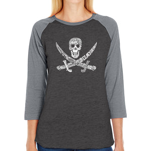 PIRATE CAPTAINS, SHIPS AND IMAGERY - Women's Raglan Baseball Word Art T-Shirt
