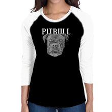Load image into Gallery viewer, Pitbull Face - Women&#39;s Raglan Baseball Word Art T-Shirt