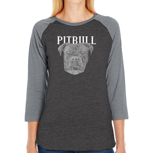 Pitbull Face - Women's Raglan Baseball Word Art T-Shirt
