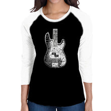 Load image into Gallery viewer, Bass Guitar  - Women&#39;s Raglan Baseball Word Art T-Shirt