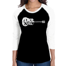 Load image into Gallery viewer, Peace Love Country  - Women&#39;s Raglan Word Art T-Shirt