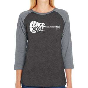 Peace Love Country  - Women's Raglan Word Art T-Shirt