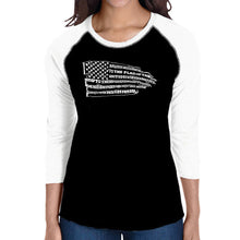 Load image into Gallery viewer, Pledge of Allegiance Flag - Women&#39;s Raglan Baseball Word Art T-Shirt
