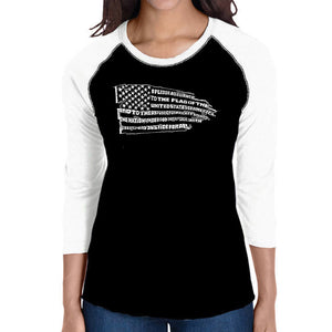 Pledge of Allegiance Flag - Women's Raglan Baseball Word Art T-Shirt