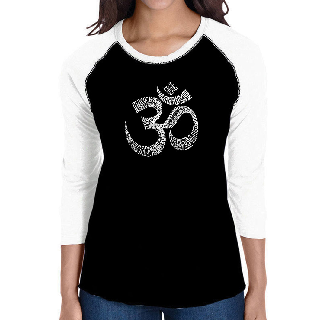 Poses OM - Women's Raglan Baseball Word Art T-Shirt