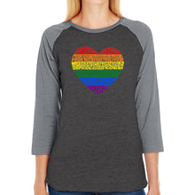 Load image into Gallery viewer, Pride Heart - Women&#39;s Raglan Baseball Word Art T-Shirt