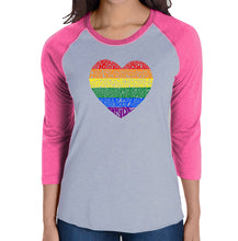 Load image into Gallery viewer, Pride Heart - Women&#39;s Raglan Baseball Word Art T-Shirt