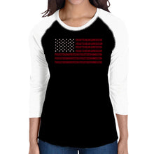 Load image into Gallery viewer, Proud To Be An American - Women&#39;s Raglan Word Art T-Shirt
