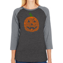 Load image into Gallery viewer, Pumpkin - Women&#39;s Raglan Baseball Word Art T-Shirt