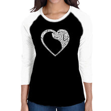 Load image into Gallery viewer, Dog Heart - Women&#39;s Raglan Word Art T-Shirt