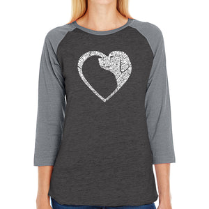 Dog Heart - Women's Raglan Word Art T-Shirt