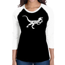 Load image into Gallery viewer, Velociraptor - Women&#39;s Raglan Baseball Word Art T-Shirt