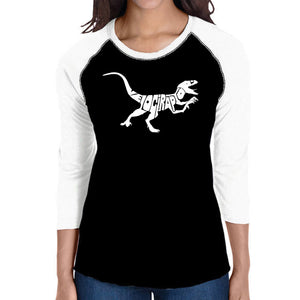 Velociraptor - Women's Raglan Baseball Word Art T-Shirt