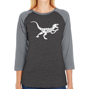Velociraptor - Women's Raglan Baseball Word Art T-Shirt