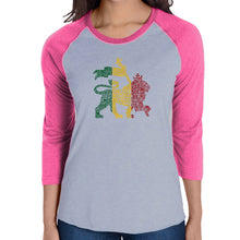 Load image into Gallery viewer, One Love Rasta Lion - Women&#39;s Raglan Baseball Word Art T-Shirt