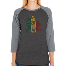 Load image into Gallery viewer, One Love Rasta Lion - Women&#39;s Raglan Baseball Word Art T-Shirt