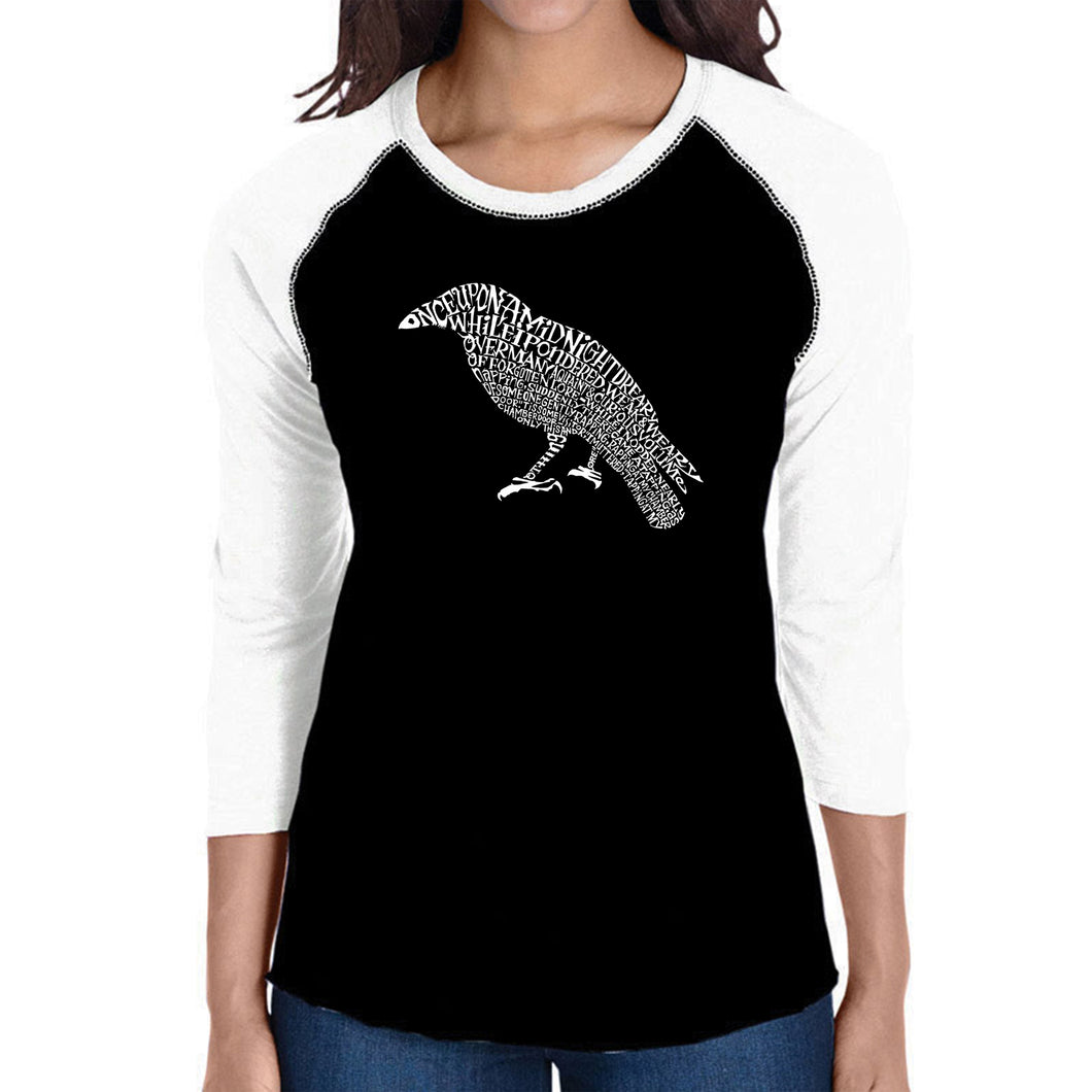 Edgar Allan Poe's The Raven - Women's Raglan Baseball Word Art T-Shirt